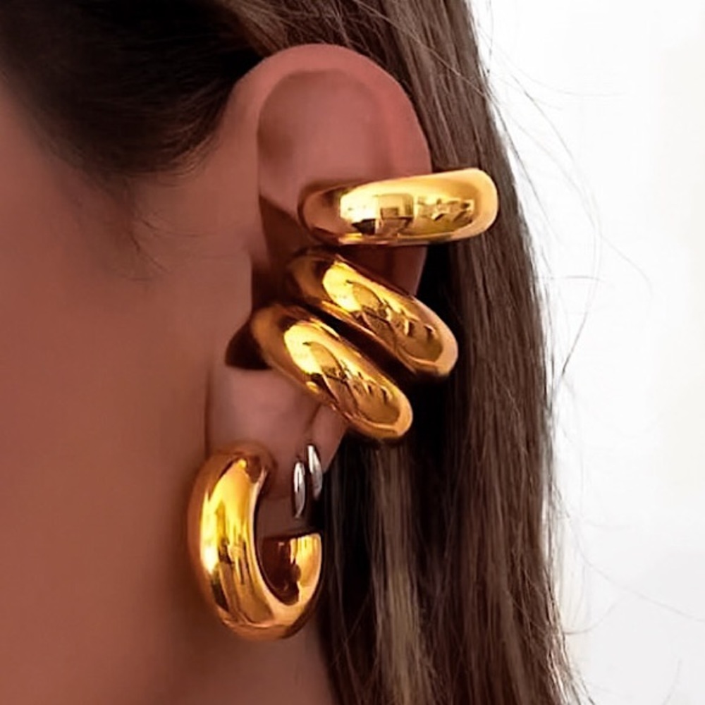 ⚜️𝟯𝟬%𝗢𝗙𝗙 𝗯𝘂𝗻𝗱𝗹𝗲𝘀 𝟯+⚜️ NEW 2 Large Chunky Ear Cuffs Set - Picture 3 of 14